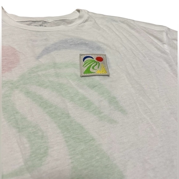 RVCA Bailey Elder Oasis Women's T-Shirt / White, Blue, Yellow, Red, Green / XS - Picture 3 of 8